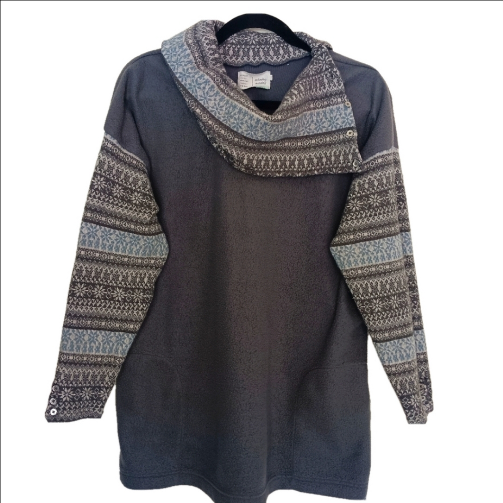 Saturday Sunday Sweater Women's Size L‎ Cowl Neck Gray Wool Blend Pockets